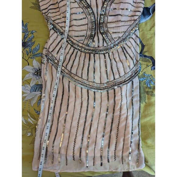 VENUS retro 20s beaded cocktail dress pink sz large nwt - Picture 6 of 7